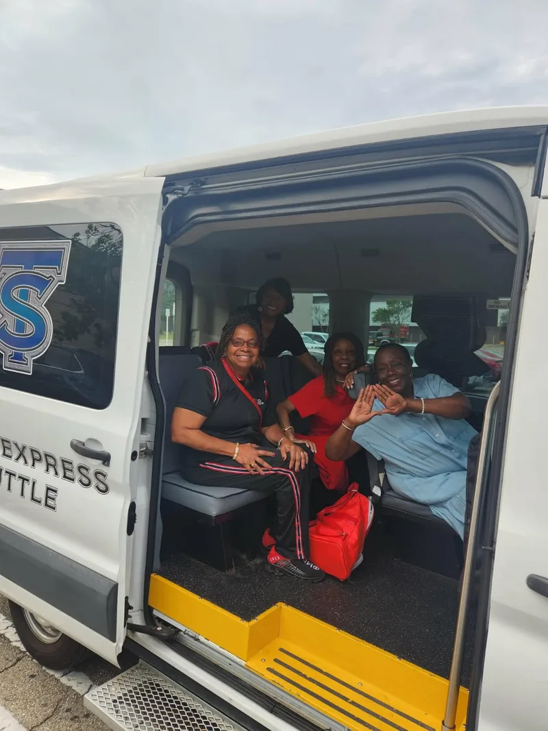 Riders aboard the Tally Express van in Tallahassee.